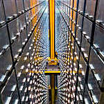 An automated library storage system.