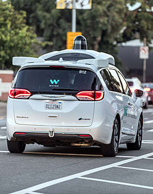 Customized Chrysler Pacifica Hybrid, used for Google's autonomous vehicle program drives.